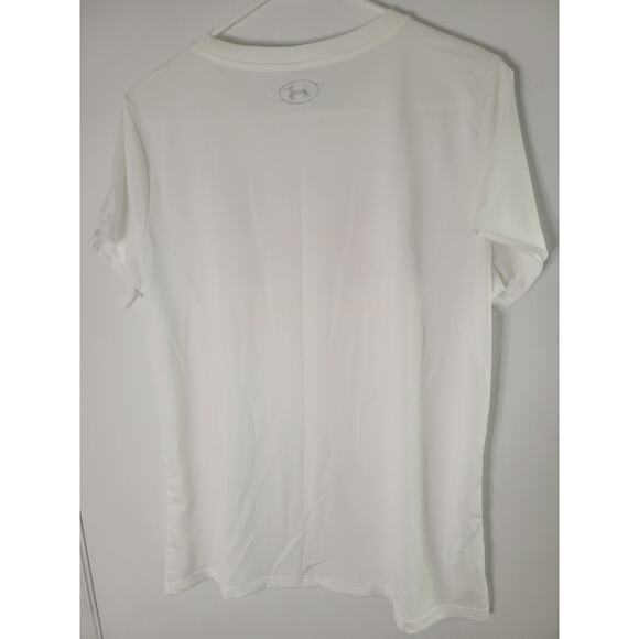 Under Armour Tech Script Women's White Pink Crew Short Sleeve Top Size L - Picture 5 of 6